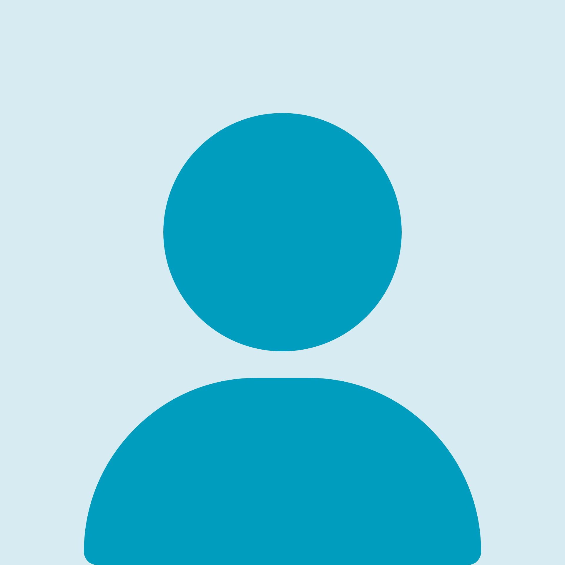 Blaues Silhouette-Icon eines Menschen auf hellblauem Hintergrund.